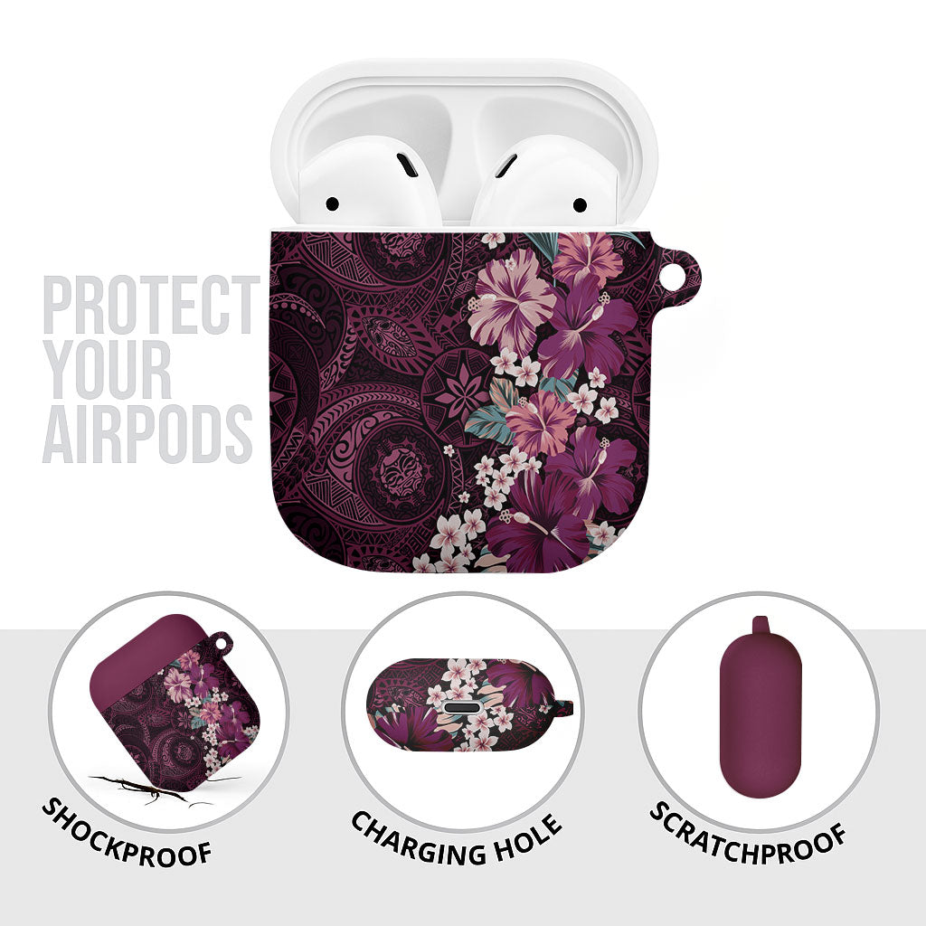 Poni Mama Hawai'i Hibiscus AirPods Case Polynesian Tribal Tattoo Pattern Floral Elements LT9 - Polynesian Pride