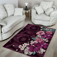 Poni Mama Hawai'i Hibiscus Area Rug Polynesian Tribal Tattoo Pattern Floral Elements LT9 - Polynesian Pride