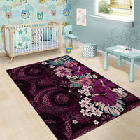Poni Mama Hawai'i Hibiscus Area Rug Polynesian Tribal Tattoo Pattern Floral Elements LT9 - Polynesian Pride