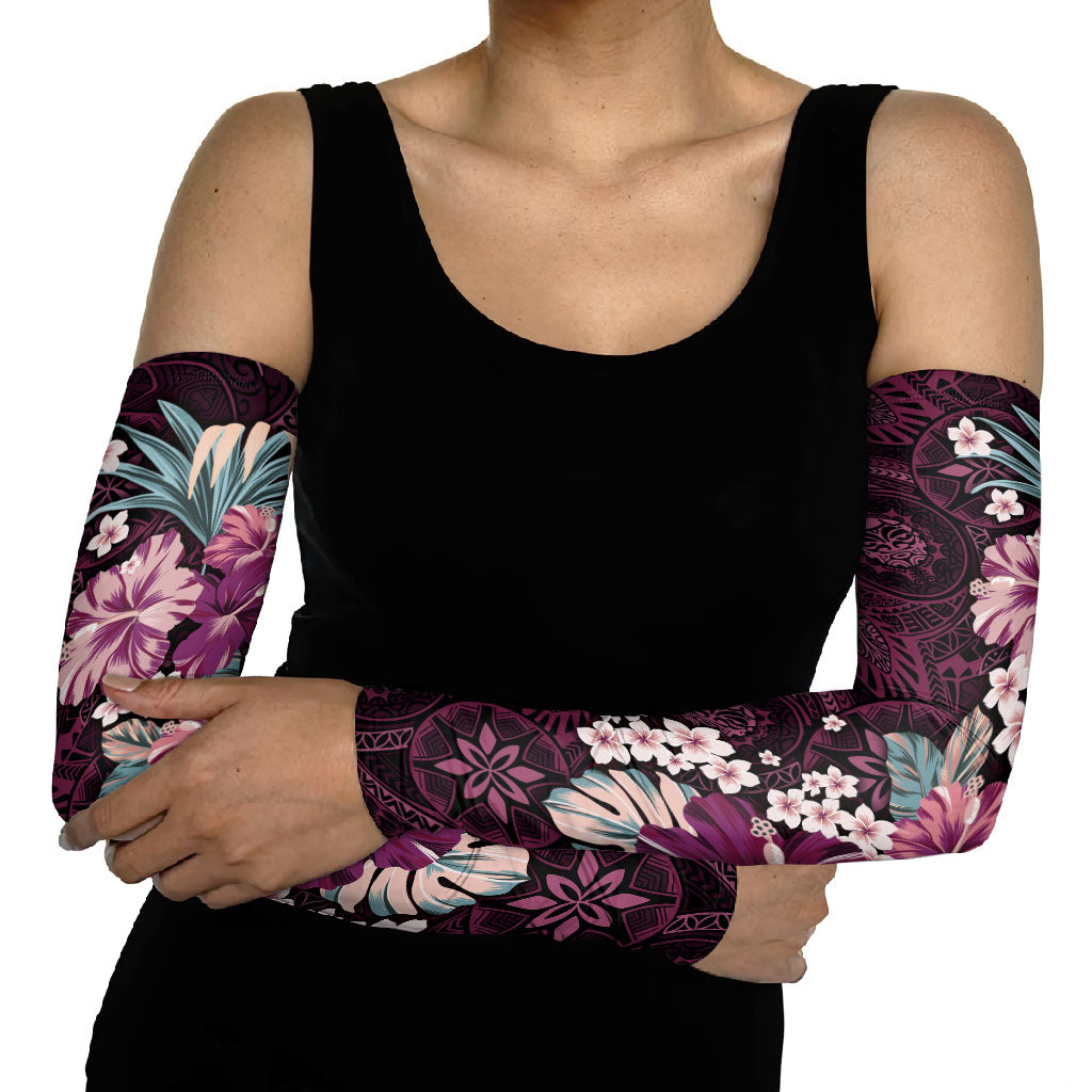 Poni Mama Hawai'i Hibiscus Arm Sleeves Polynesian Tribal Tattoo Pattern Floral Elements LT9 - Polynesian Pride