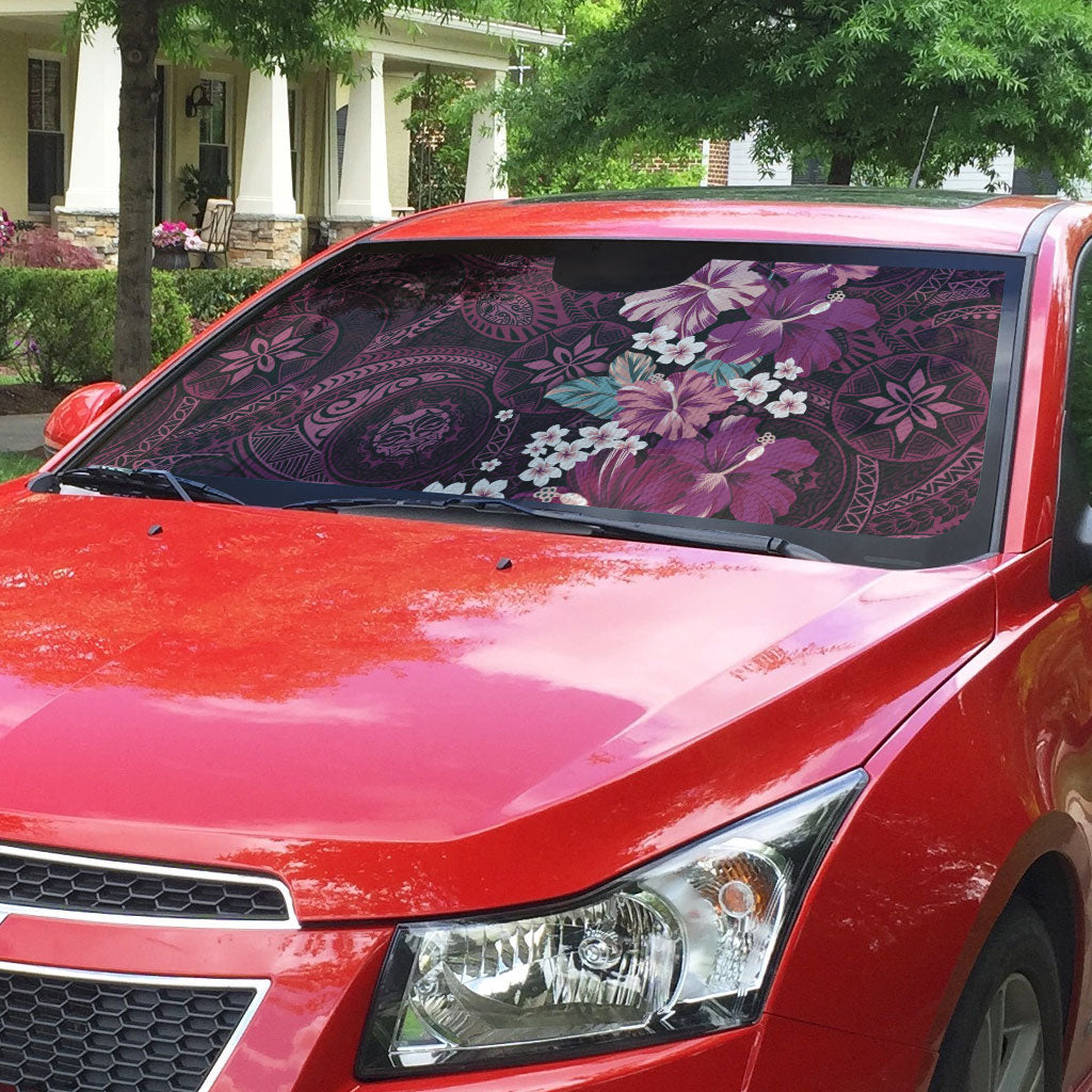 Poni Mama Hawai'i Hibiscus Auto Sun Shade Polynesian Tribal Tattoo Pattern Floral Elements LT9 - Polynesian Pride
