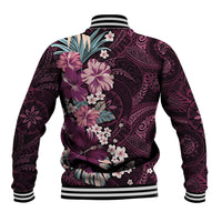 Poni Mama Hawai'i Hibiscus Baseball Jacket Polynesian Tribal Tattoo Pattern Floral Elements LT9 - Polynesian Pride