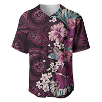 Poni Mama Hawai'i Hibiscus Baseball Jersey Polynesian Tribal Tattoo Pattern Floral Elements LT9 Pink - Polynesian Pride