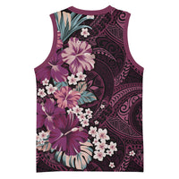 Poni Mama Hawai'i Hibiscus Basketball Jersey Polynesian Tribal Tattoo Pattern Floral Elements LT9 - Polynesian Pride