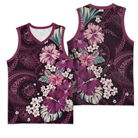 Poni Mama Hawai'i Hibiscus Basketball Jersey Polynesian Tribal Tattoo Pattern Floral Elements LT9 - Polynesian Pride