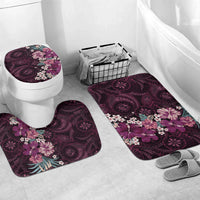 Poni Mama Hawai'i Hibiscus Bathroom Set Polynesian Tribal Tattoo Pattern Floral Elements LT9 Mat Set Only (3 pcs) One Size Pink - Polynesian Pride