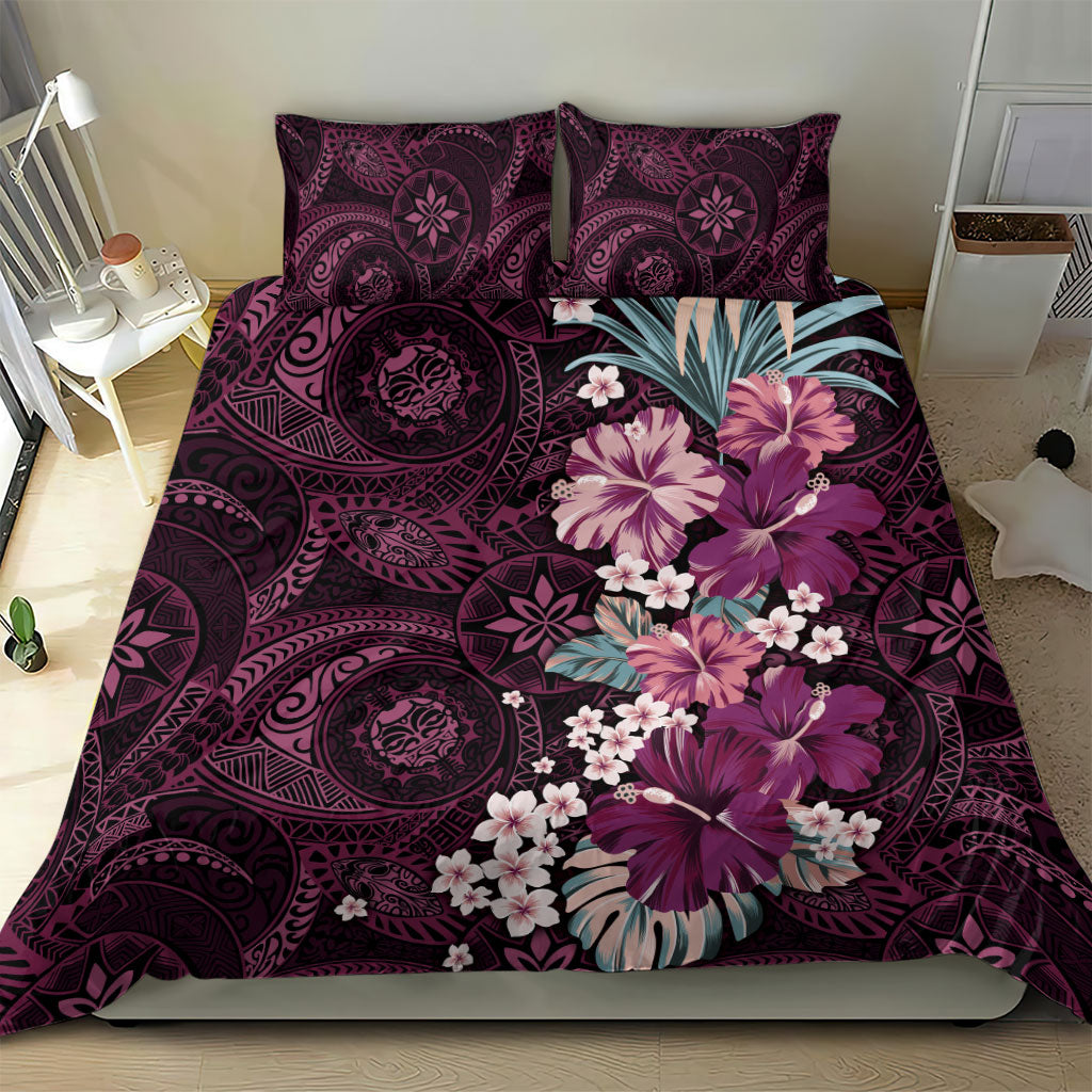 Poni Mama Hawai'i Hibiscus Bedding Set Polynesian Tribal Tattoo Pattern Floral Elements LT9 - Polynesian Pride