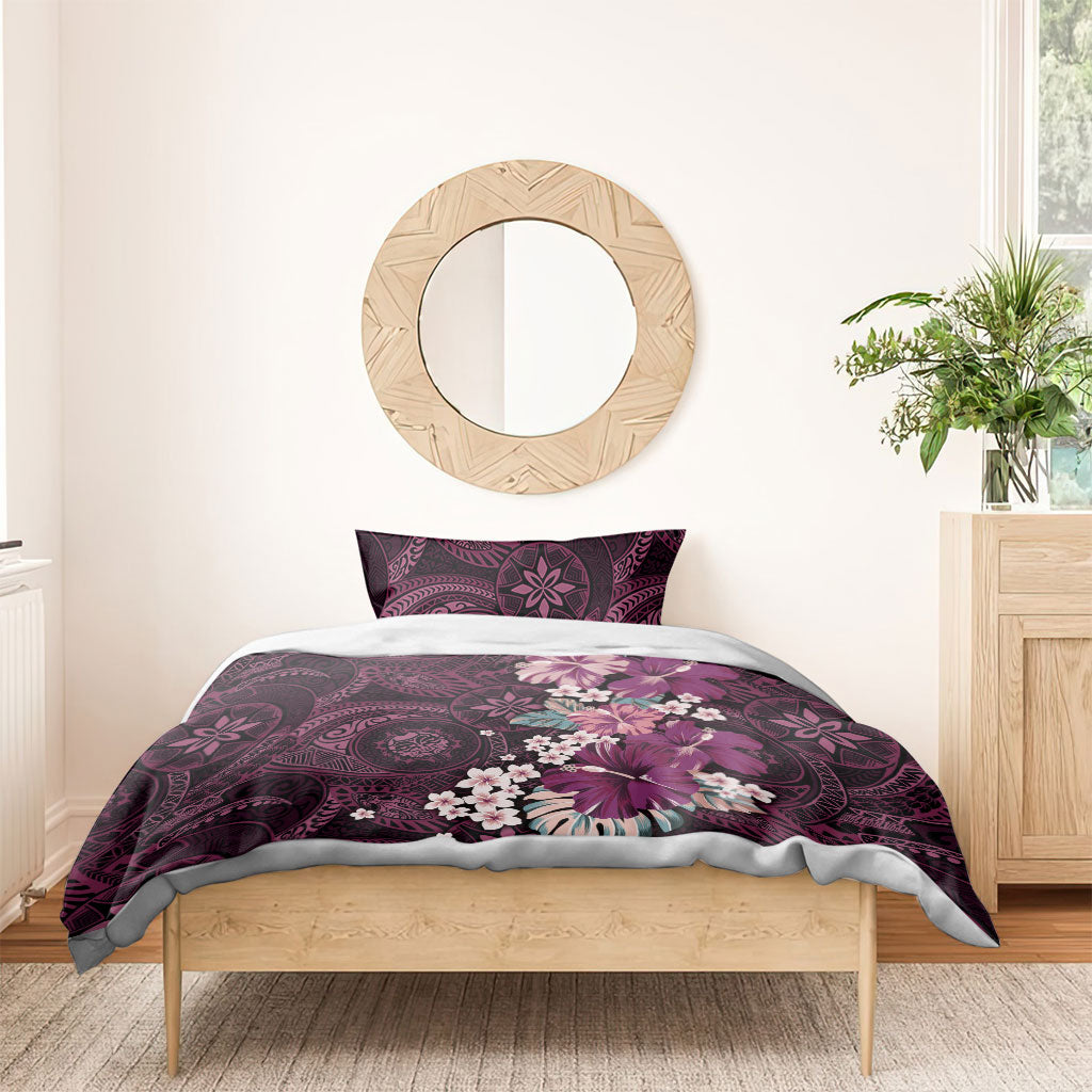 Poni Mama Hawai'i Hibiscus Bedding Set Polynesian Tribal Tattoo Pattern Floral Elements LT9 - Polynesian Pride