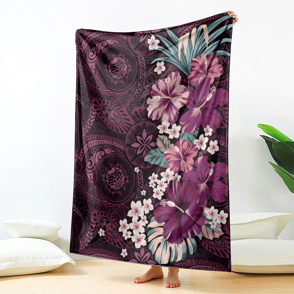 Poni Mama Hawai'i Hibiscus Blanket Polynesian Tribal Tattoo Pattern Floral Elements LT9 - Polynesian Pride