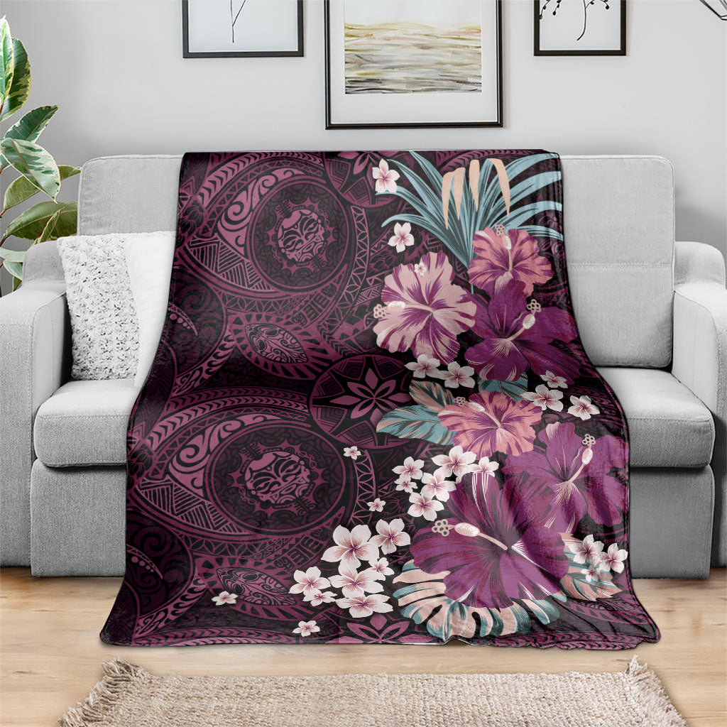 Poni Mama Hawai'i Hibiscus Blanket Polynesian Tribal Tattoo Pattern Floral Elements LT9 - Polynesian Pride