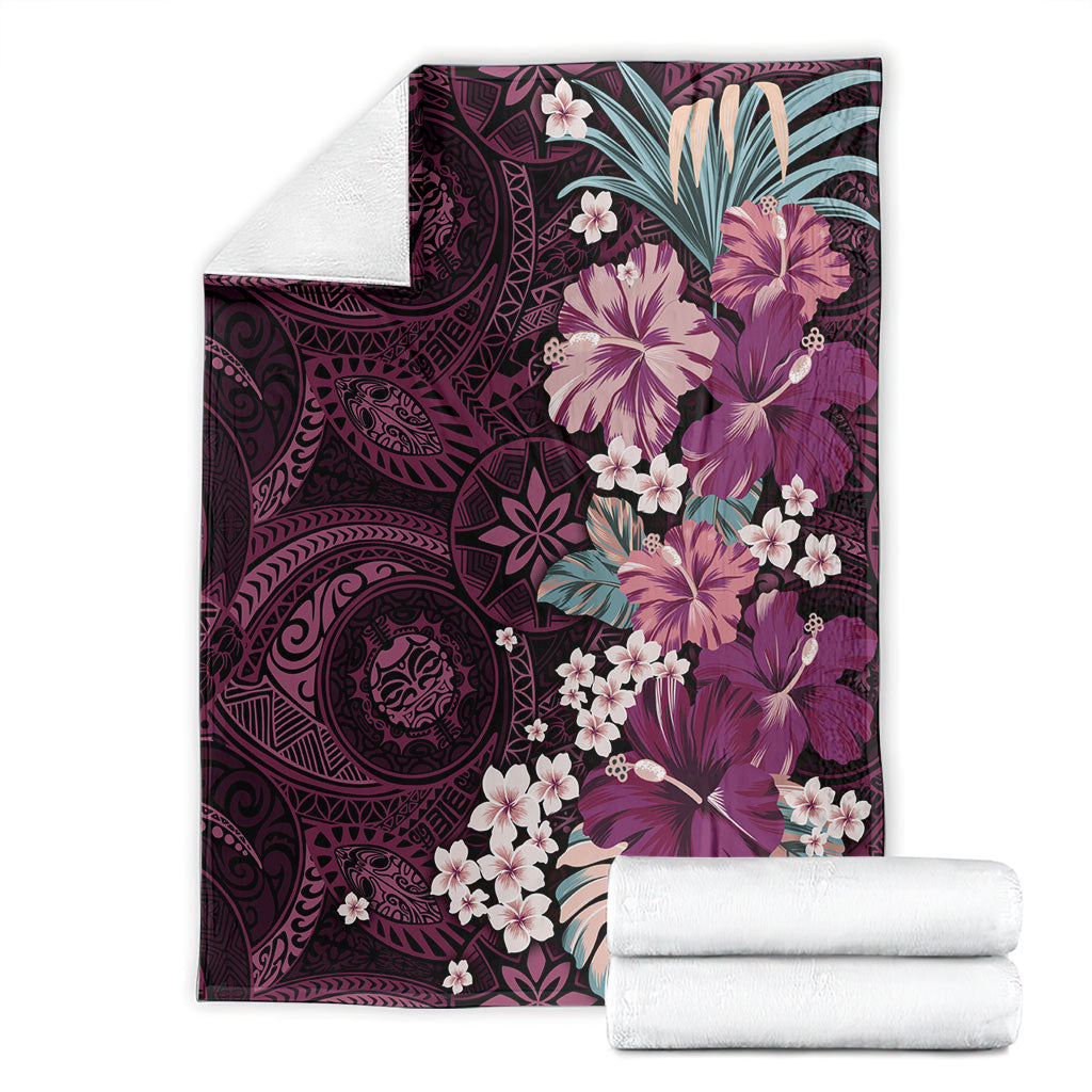 Poni Mama Hawai'i Hibiscus Blanket Polynesian Tribal Tattoo Pattern Floral Elements LT9 - Polynesian Pride