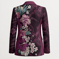 Poni Mama Hawai'i Hibiscus Blazer Polynesian Tribal Tattoo Pattern Floral Elements LT9 - Polynesian Pride