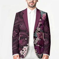 Poni Mama Hawai'i Hibiscus Blazer Polynesian Tribal Tattoo Pattern Floral Elements LT9 - Polynesian Pride