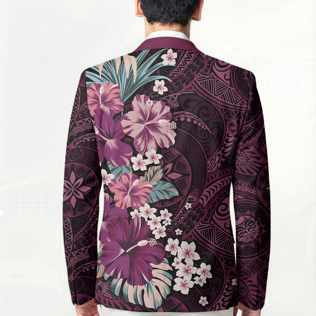 Poni Mama Hawai'i Hibiscus Blazer Polynesian Tribal Tattoo Pattern Floral Elements LT9 - Polynesian Pride