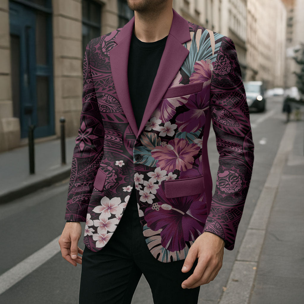 Poni Mama Hawai'i Hibiscus Blazer Polynesian Tribal Tattoo Pattern Floral Elements LT9 - Polynesian Pride