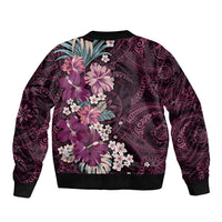 Poni Mama Hawai'i Hibiscus Bomber Jacket Polynesian Tribal Tattoo Pattern Floral Elements LT9 - Polynesian Pride