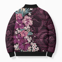 Poni Mama Hawai'i Hibiscus Bomber Puffer Jacket Polynesian Tribal Tattoo Pattern Floral Elements LT9 - Polynesian Pride