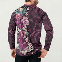 Poni Mama Hawai'i Hibiscus Button Sweatshirt Polynesian Tribal Tattoo Pattern Floral Elements LT9 - Polynesian Pride