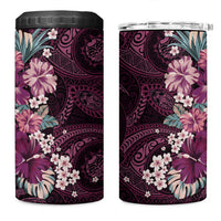 Poni Mama Hawai'i Hibiscus 4 in 1 Can Cooler Tumbler Polynesian Tribal Tattoo Pattern Floral Elements LT9 One Size: 16 oz Pink - Polynesian Pride