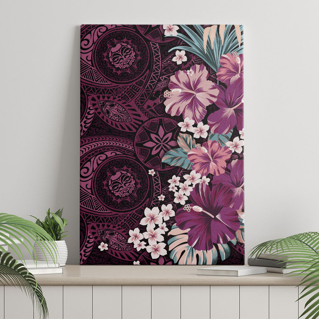 Poni Mama Hawai'i Hibiscus Canvas Wall Art Polynesian Tribal Tattoo Pattern Floral Elements LT9 - Polynesian Pride