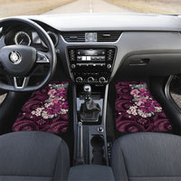 Poni Mama Hawai'i Hibiscus Car Mats Polynesian Tribal Tattoo Pattern Floral Elements LT9 Set 2pcs - Front Pink - Polynesian Pride
