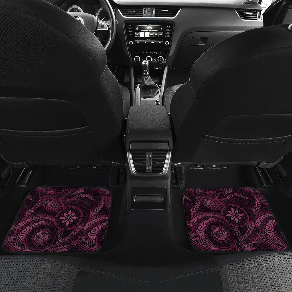 Poni Mama Hawai'i Hibiscus Car Mats Polynesian Tribal Tattoo Pattern Floral Elements LT9 Set 2pcs - Back Pink - Polynesian Pride