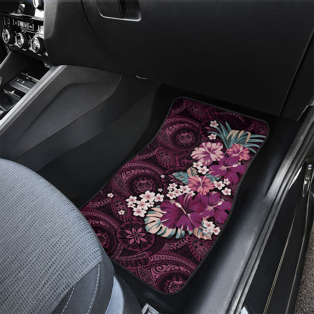 Poni Mama Hawai'i Hibiscus Car Mats Polynesian Tribal Tattoo Pattern Floral Elements LT9 - Polynesian Pride