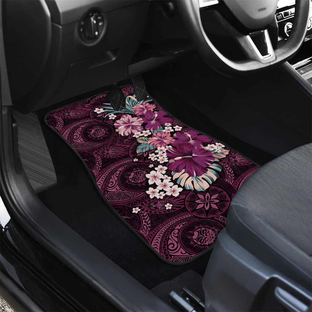 Poni Mama Hawai'i Hibiscus Car Mats Polynesian Tribal Tattoo Pattern Floral Elements LT9 - Polynesian Pride