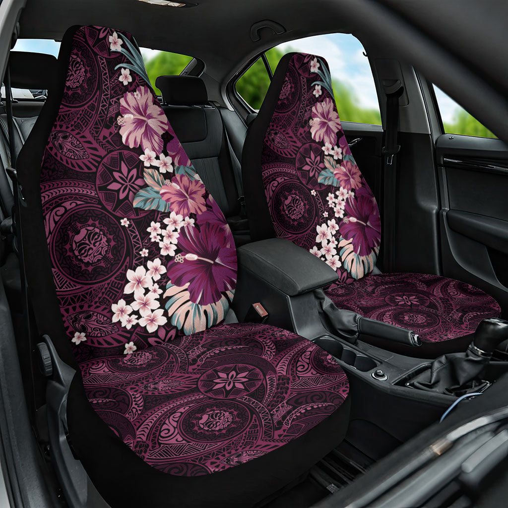 Poni Mama Hawai'i Hibiscus Car Seat Cover Polynesian Tribal Tattoo Pattern Floral Elements LT9 One Size Pink - Polynesian Pride