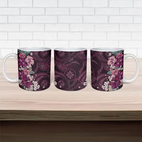 Poni Mama Hawai'i Hibiscus Ceramic Mug Polynesian Tribal Tattoo Pattern Floral Elements LT9 - Polynesian Pride