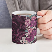 Poni Mama Hawai'i Hibiscus Ceramic Mug Polynesian Tribal Tattoo Pattern Floral Elements LT9 - Polynesian Pride
