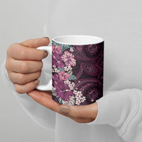 Poni Mama Hawai'i Hibiscus Ceramic Mug Polynesian Tribal Tattoo Pattern Floral Elements LT9 - Polynesian Pride