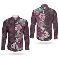 Poni Mama Hawai'i Hibiscus Couples Matching Puletasi and Long Sleeve Button Shirt Polynesian Tribal Tattoo Pattern Floral Elements LT9 - Polynesian Pride