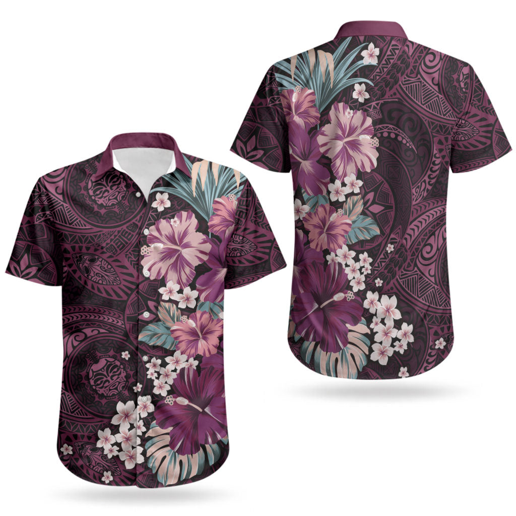 Poni Mama Hawai'i Hibiscus Couples Matching Summer Maxi Dress and Hawaiian Shirt Polynesian Tribal Tattoo Pattern Floral Elements LT9 - Polynesian Pride
