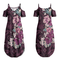 Poni Mama Hawai'i Hibiscus Couples Matching Summer Maxi Dress and Hawaiian Shirt Polynesian Tribal Tattoo Pattern Floral Elements LT9 - Polynesian Pride