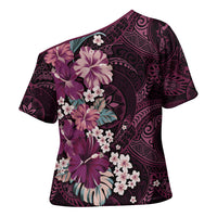 Poni Mama Hawai'i Hibiscus Cross Shoulder Shirt Polynesian Tribal Tattoo Pattern Floral Elements LT9 - Polynesian Pride