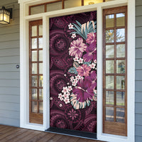 Poni Mama Hawai'i Hibiscus Door Cover Polynesian Tribal Tattoo Pattern Floral Elements LT9 - Polynesian Pride