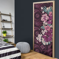 Poni Mama Hawai'i Hibiscus Door Cover Polynesian Tribal Tattoo Pattern Floral Elements LT9 - Polynesian Pride