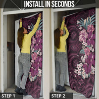 Poni Mama Hawai'i Hibiscus Door Cover Polynesian Tribal Tattoo Pattern Floral Elements LT9 - Polynesian Pride