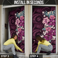 Poni Mama Hawai'i Hibiscus Door Cover Polynesian Tribal Tattoo Pattern Floral Elements LT9 - Polynesian Pride
