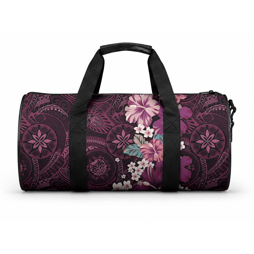 Poni Mama Hawai'i Hibiscus Duffle Bag Polynesian Tribal Tattoo Pattern Floral Elements LT9 One size Pink - Polynesian Pride