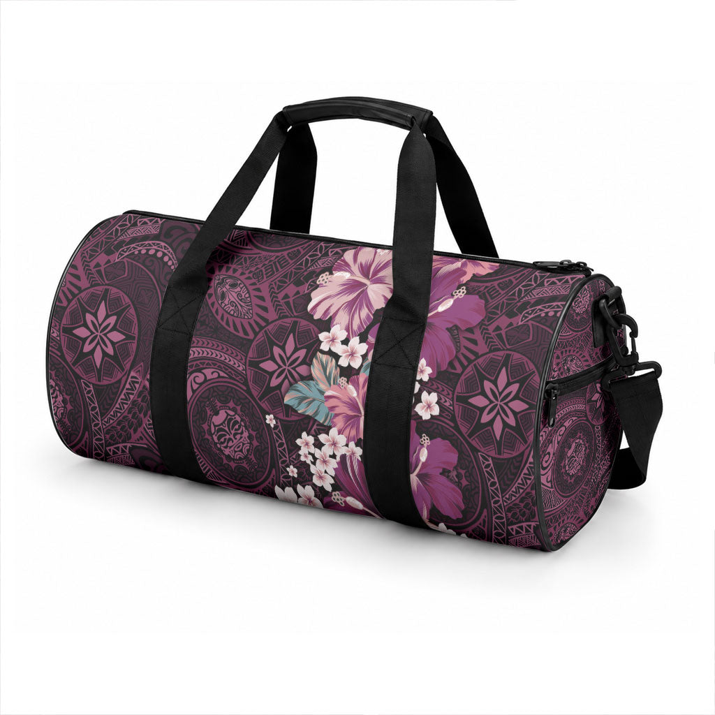 Poni Mama Hawai'i Hibiscus Duffle Bag Polynesian Tribal Tattoo Pattern Floral Elements LT9 - Polynesian Pride