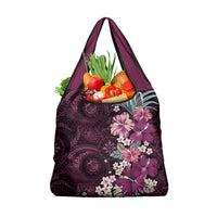 Poni Mama Hawai'i Hibiscus Grocery Bag Polynesian Tribal Tattoo Pattern Floral Elements LT9 1-pack One Size Pink - Polynesian Pride