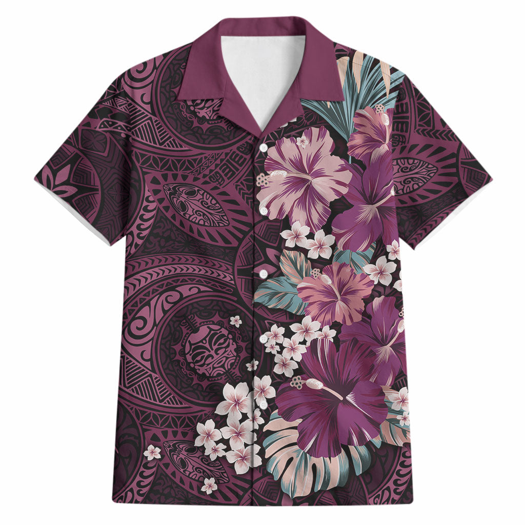 Poni Mama Hawai'i Hibiscus Hawaiian Shirt Polynesian Tribal Tattoo Pattern Floral Elements LT9 Pink - Polynesian Pride