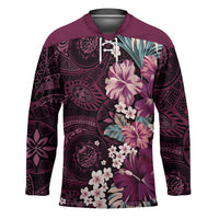 Poni Mama Hawai'i Hibiscus Hockey Jersey Polynesian Tribal Tattoo Pattern Floral Elements LT9 Unisex Pink - Polynesian Pride