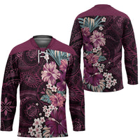 Poni Mama Hawai'i Hibiscus Hockey Jersey Polynesian Tribal Tattoo Pattern Floral Elements LT9 - Polynesian Pride