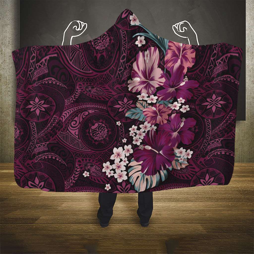 Poni Mama Hawai'i Hibiscus Hooded Blanket Polynesian Tribal Tattoo Pattern Floral Elements LT9 - Polynesian Pride