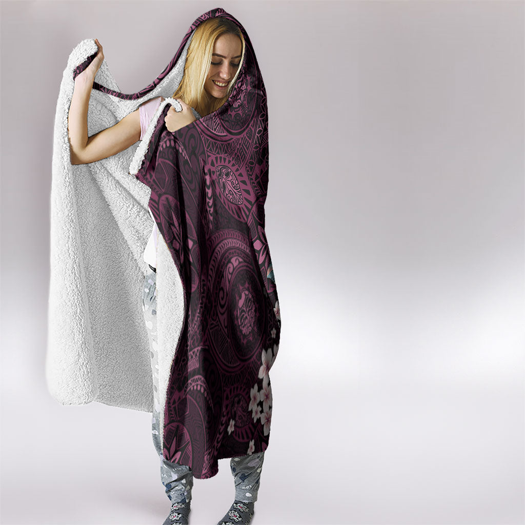 Poni Mama Hawai'i Hibiscus Hooded Blanket Polynesian Tribal Tattoo Pattern Floral Elements LT9 - Polynesian Pride