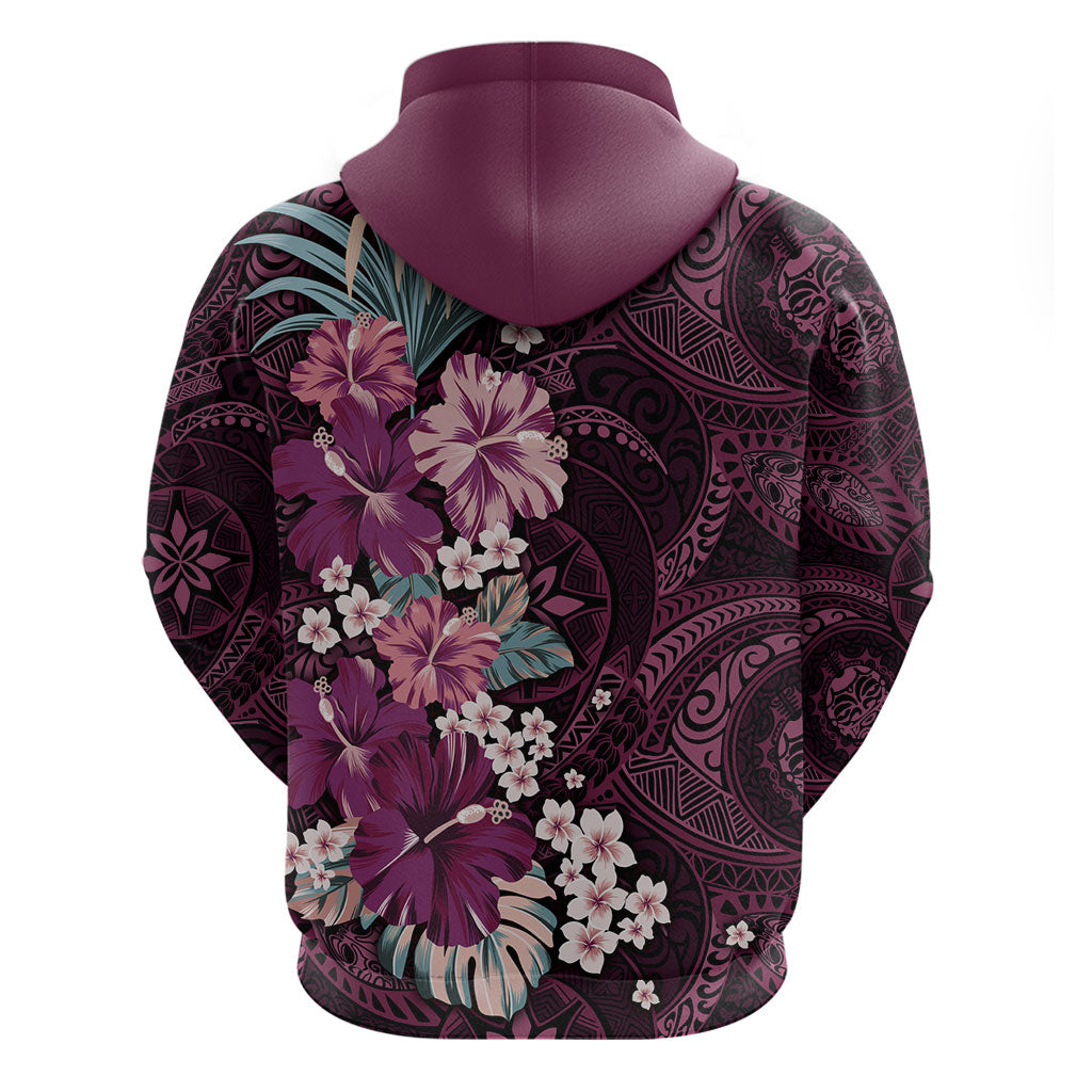 Poni Mama Hawai'i Hibiscus Hoodie Polynesian Tribal Tattoo Pattern Floral Elements LT9 - Polynesian Pride
