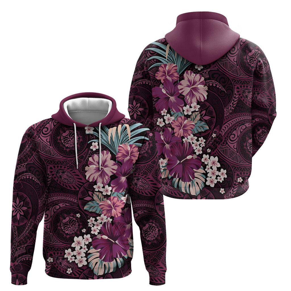 Poni Mama Hawai'i Hibiscus Hoodie Polynesian Tribal Tattoo Pattern Floral Elements LT9 - Polynesian Pride
